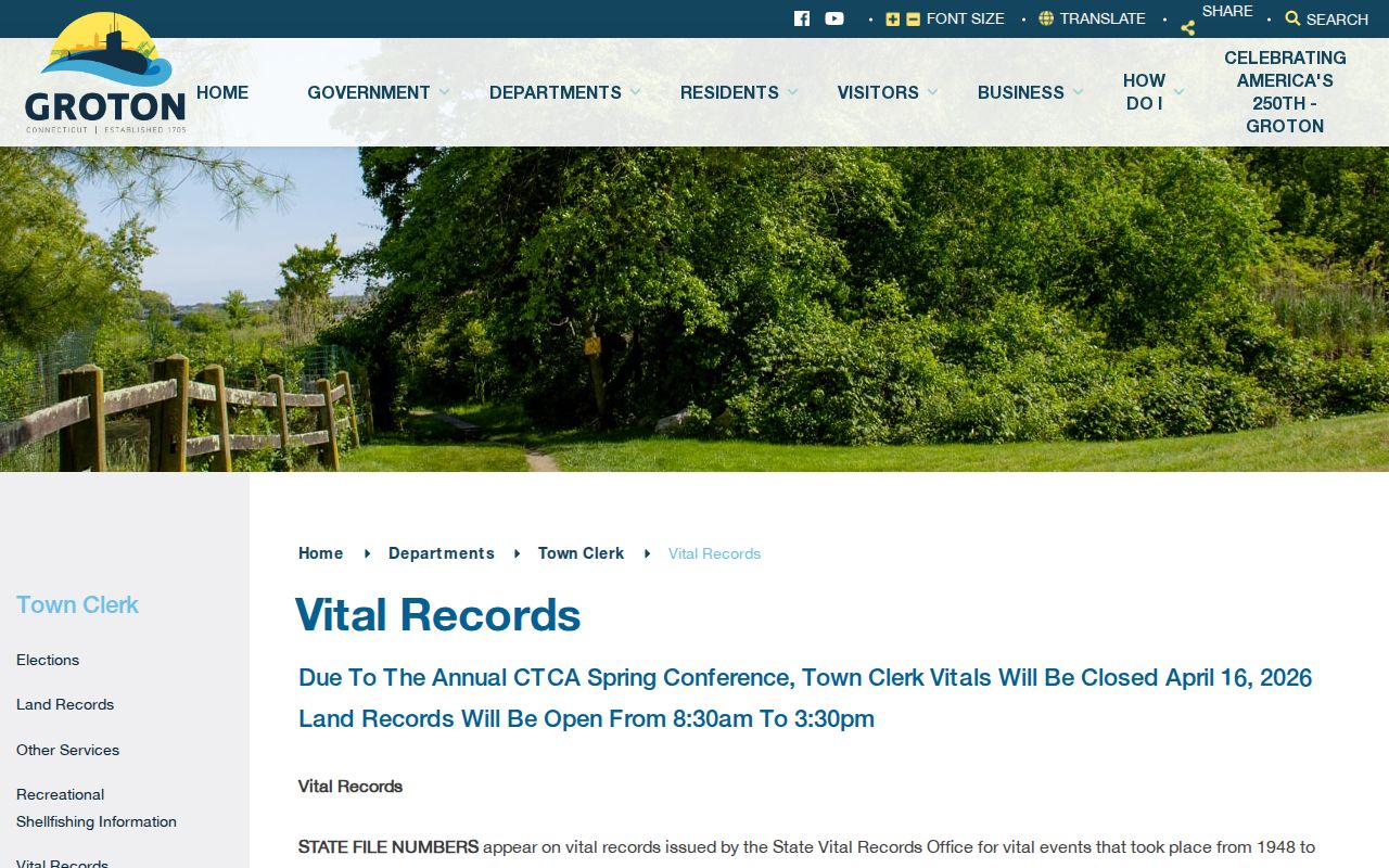 New London County clerk records Groton vital records and marriage licenses