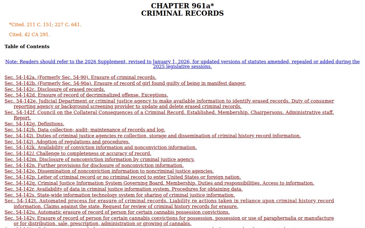 New London County court records criminal erasure statute