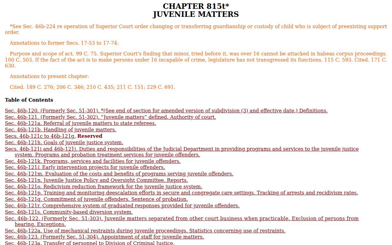 New London County criminal court records juvenile confidentiality statute