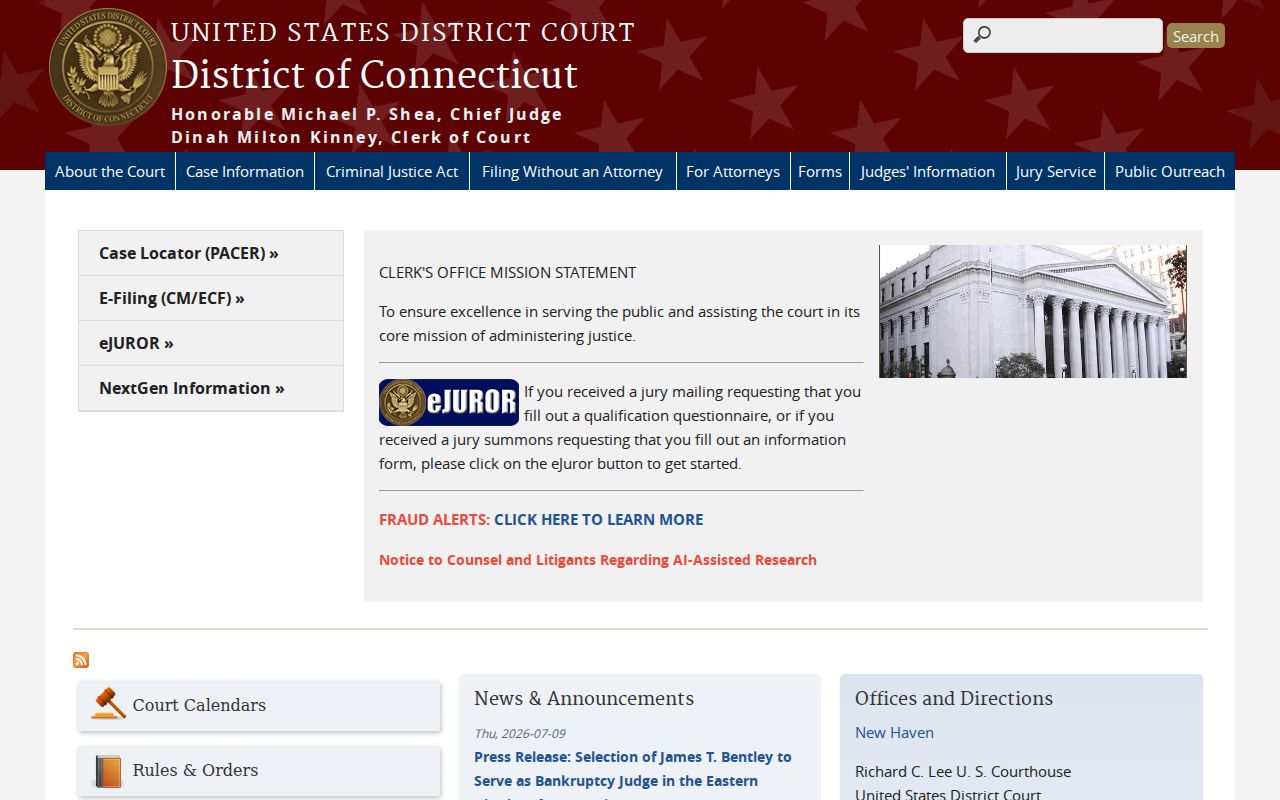 New London County Superior Court federal District of Connecticut