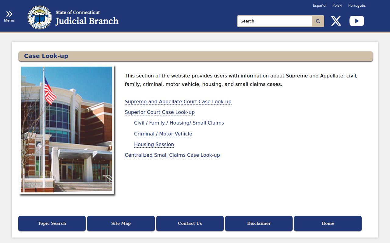 New London County court records Connecticut Judicial Branch case lookup