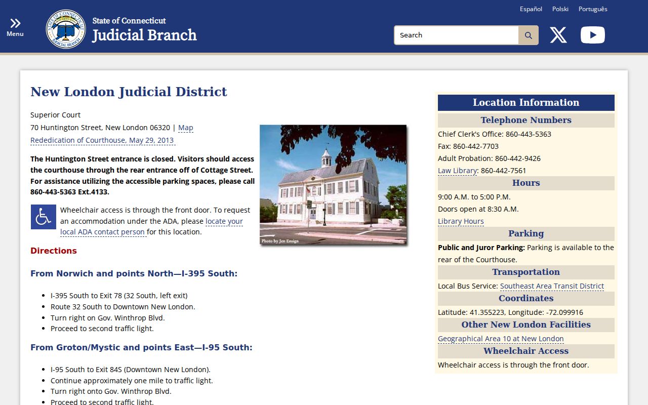 New London County court records New London Judicial District courthouse