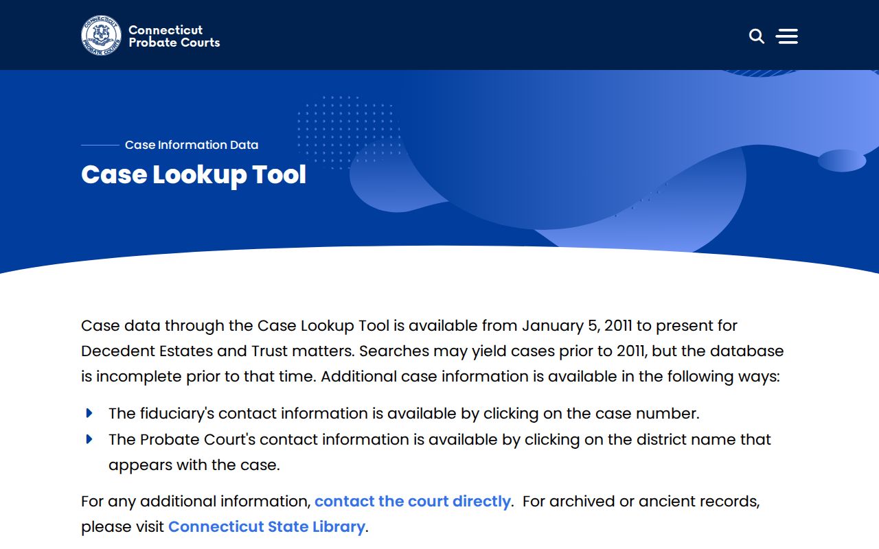 New London County court records Probate Case Lookup Tool