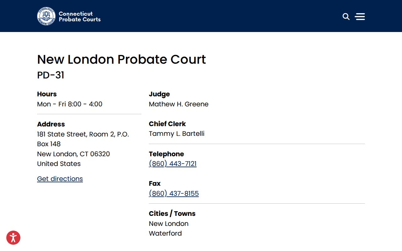 New London County probate records New London Probate Court