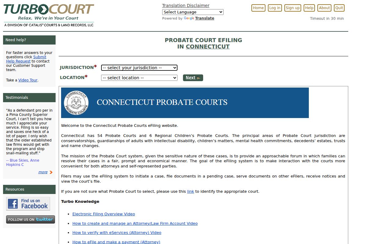 New London County probate records probate eFiling site